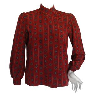 SASSON Blouse, 8/9, Vintage, Asymmetrical collar, long sleeves